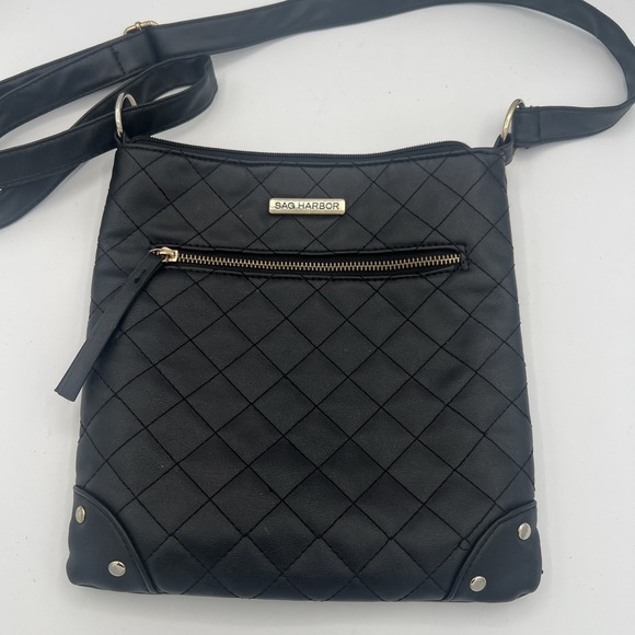 SAG HARBOR women's Black Crossbody Purse bag 10.5"x10" - Picture 6 of 7